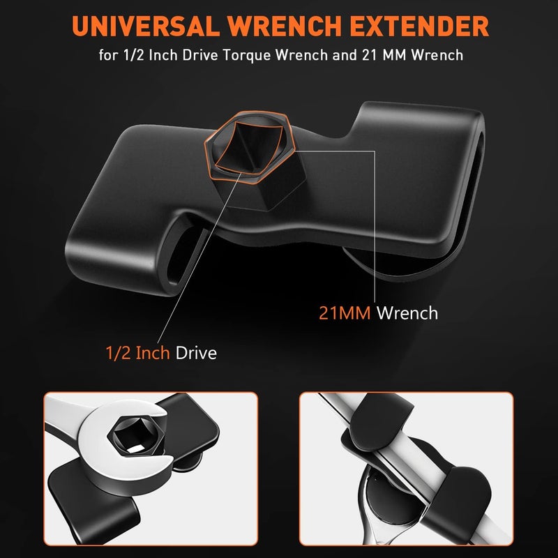 QUICKWOLF Wrench Extender Tool, Universal Wrench Extender with 1/2 Inch or 21mm Hex Drive for Mechanics and Automotive,Heat-Treated Forging - Image 4